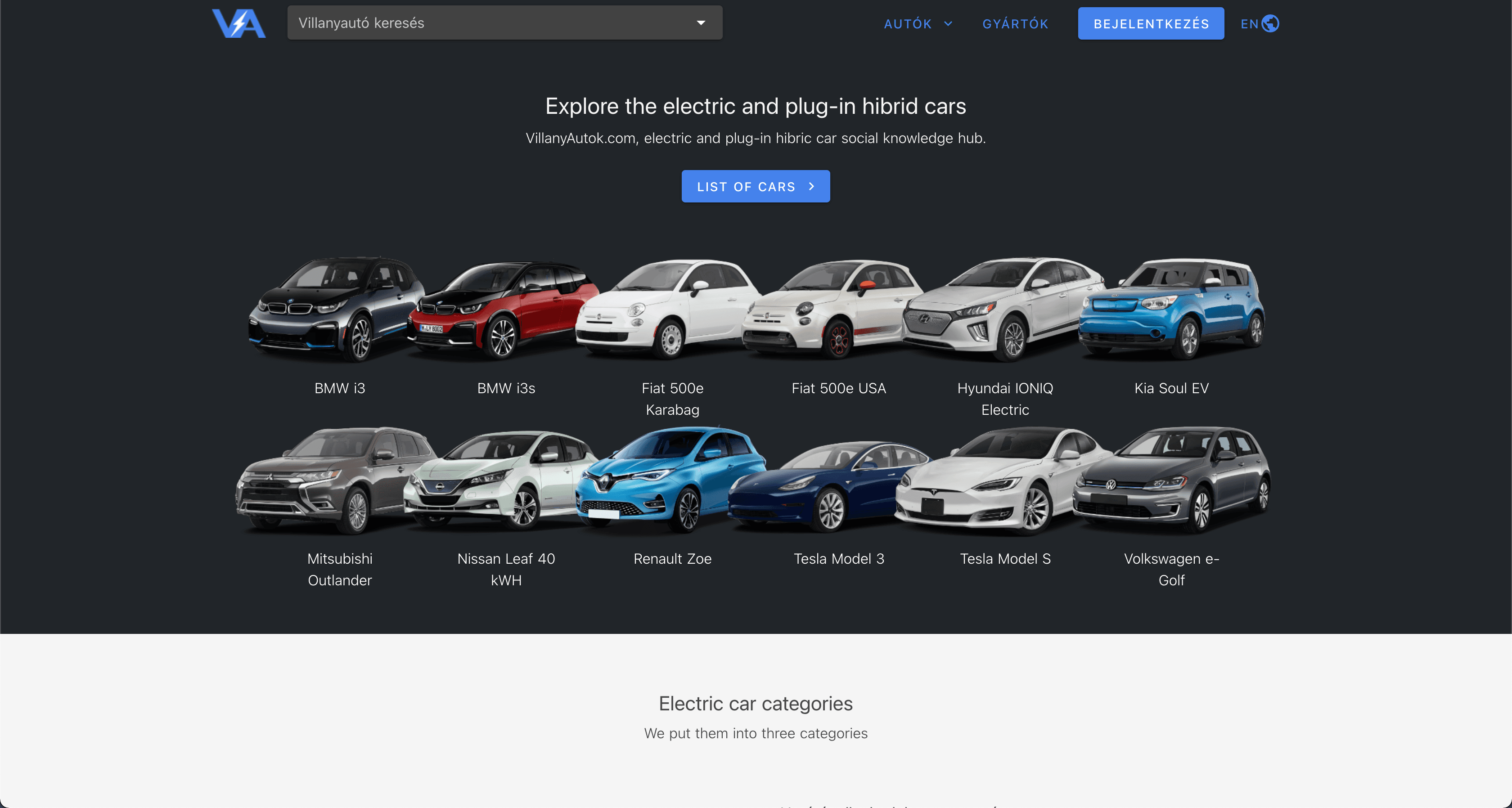 Villanyautok.com and EVDB.io